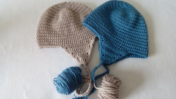 Bonnet Bebe Crochete Main Avec Cache Oreilles En Laine De Tres Etsy