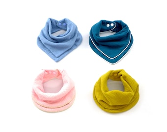 Adjustable baby snood, adjustable baby neck warmer, double gauze cotton, from birth to 3 years