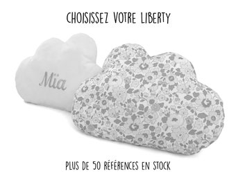 Coussin nuage personnalisé brodé en liberty (plus de 50 références en stock), 4 tailles possibles