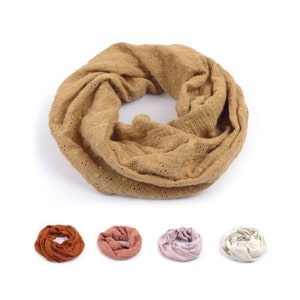 Spring snood, light neck warmer, double embroidered cotton gauze, for children or adults image 1