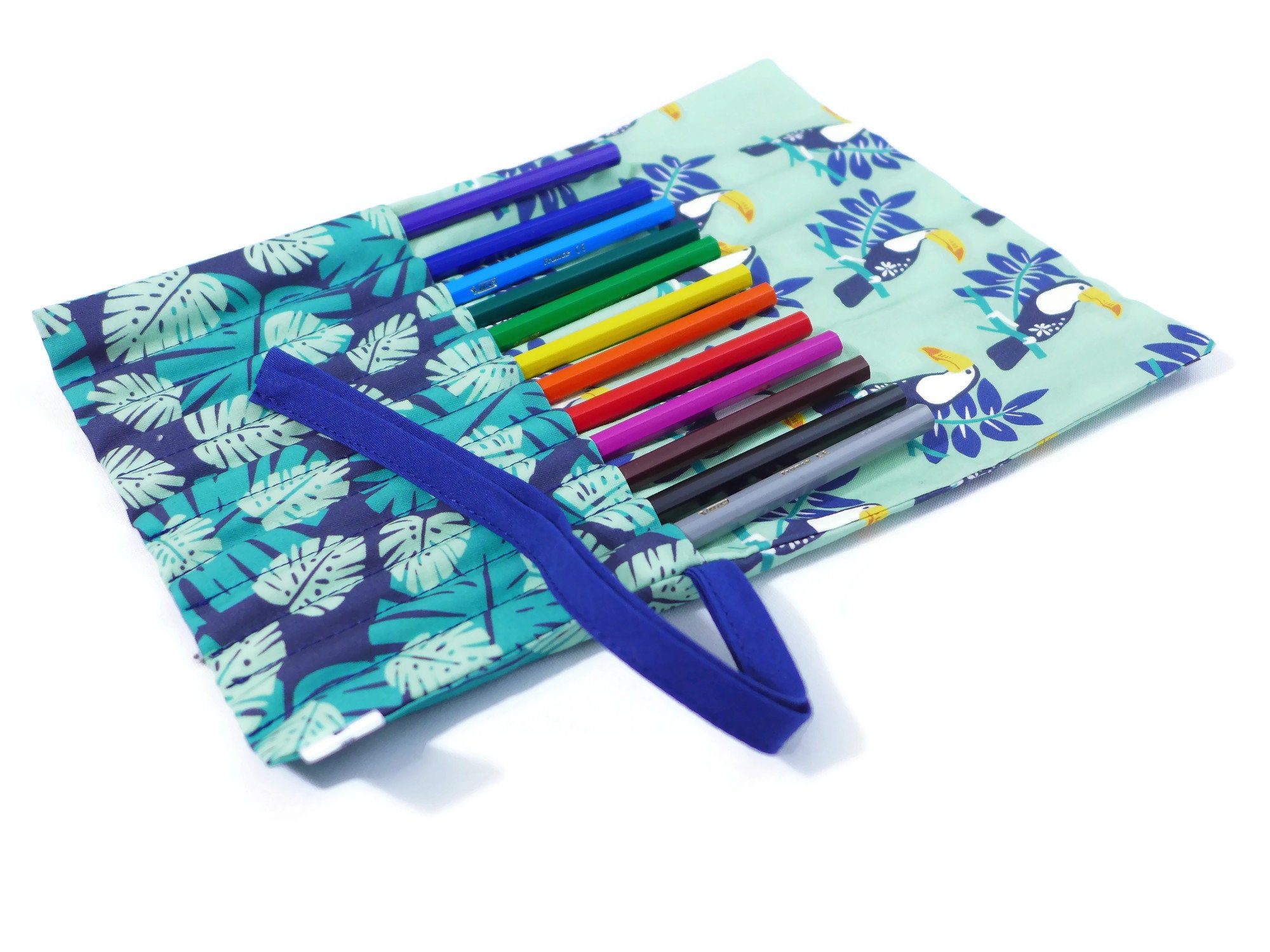 Trousse à Crayons, Trousse Rouler, Motif Toucan Jungle