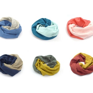 Snood printemps, tour de cou léger, double gaze de coton, pour enfant ou adulte, bicolore image 5