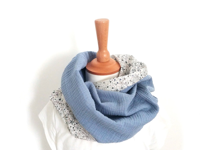 Spring snood, light neck warmer, double cotton gauze and liberty, for children or adults image 2