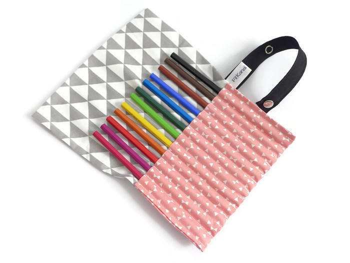 Trousse à Crayons, Trousse Rouler, Pochette Rouler Pour Personnalisée, Rose Poudré Petit Noeud Blanc