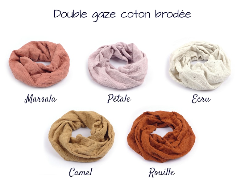 Snood printemps, tour de cou léger, double gaze de coton, pour enfant ou adulte image 4