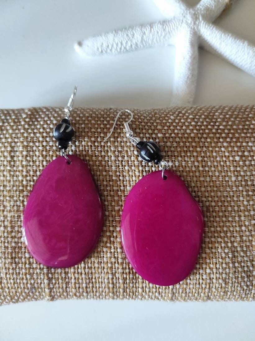 Boucles D'oreilles Puces - Boules 6 Mm Rose Fushia - Clous Fantaisie Acrylique - Pour Femme