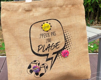 Sac de plage ATSEM , 3 badges , cadeau atsem