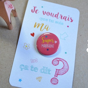 Carte badge marraine, badge marraine, super marraine