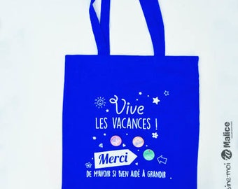 Gift bag, tote bag blue school Navy 3 customizable badges
