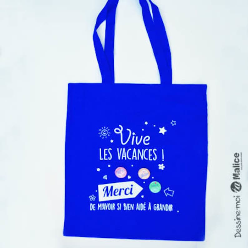 Tote bag atsem, sac bleu marine , 3 badges personnalisés image 1