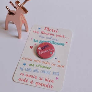 Carte badge nounou , badge nounou , carte merci