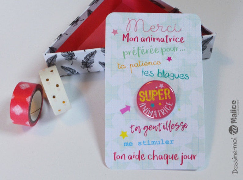 Carte Badge animatrice , badge animatrice , carte merci afbeelding 2