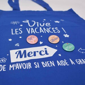 Tote bag atsem, sac bleu marine , 3 badges personnalisés image 2