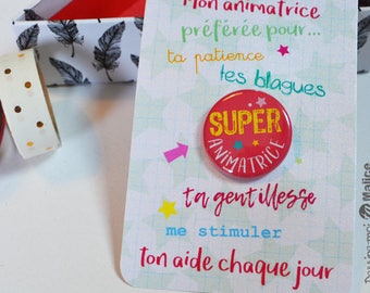 Carte Badge animatrice , badge animatrice , carte merci