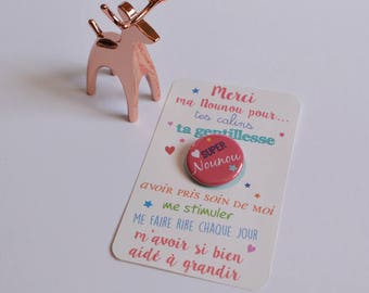 Carte badge nounou , badge nounou , carte merci