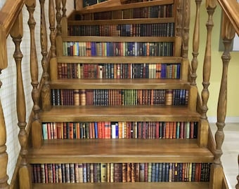 Alte Bücher Bodenaufkleber, 9er-Set Bodenaufkleber, Dekor für Treppen, Wiederablösbare Bunte Vinyl Bodenaufkleber mit einer Schutzschicht ORAGUARD