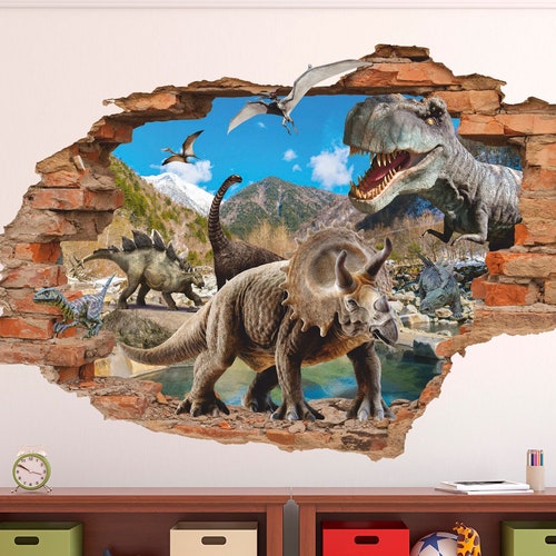 Autocollant Mural Dinosaure T-Rex - Décal Vinyle Amovible - Sticker 3D - Oracal