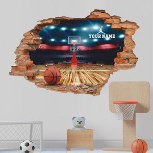 Basketball Wall Decal, Personalized, Basketball Arena Wall Sticker, Sport, Removable Vinyl Sticker, Your Name, Wall Art, Decor