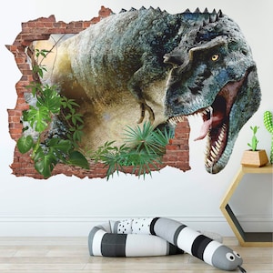 Dinosaur 3D Wall Decal, Tyrannosaur Wall Sticker, Wall Tattoo, Wall Art, Decor