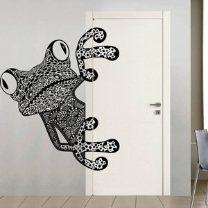 Frog in Pattern - Wall Sticker, Home Wall Decal, Decor for Living, Removable Vinyl Sticker, Animal Wall Art