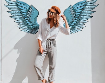 Calcomanía de pared de alas de ángel - Arte mural de alas dibujadas para sesiones de fotos - Decoración - Tatuaje de pared elegante