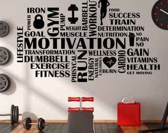 Calcomanía de pared de fitness para motivarte en el gimnasio - Arte mural con energía para entrenar - Adhesivo de pared inspirador
