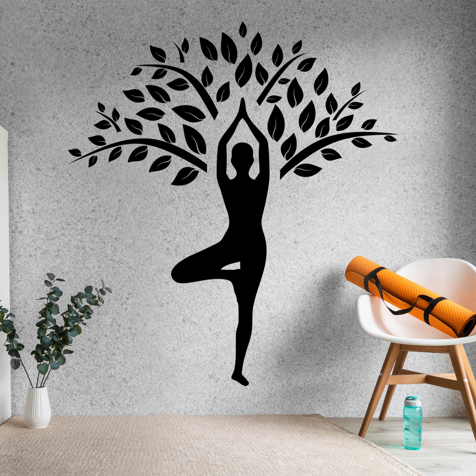 Tree Pose Asana Wall Decal - Boho Wall Tattoo for Meditation - Yoga ...