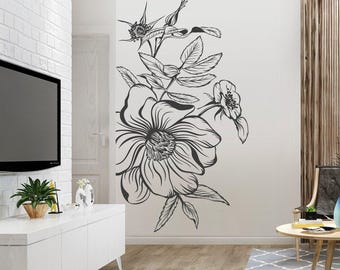 Floral Wall Sticker - Nature-Inspired Wall Decal Art for Home Decor