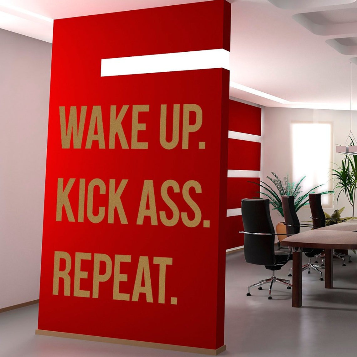 Wake Up. Kick Ass. Repeat. Wall Sticker Office Wall Decal Etsy