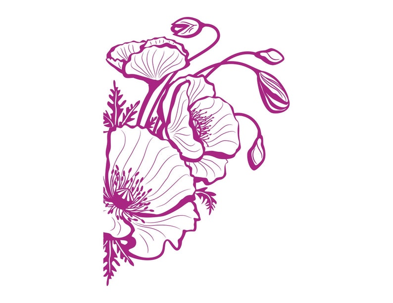 Poppy flower wall sticker poppy flower wall decal decor Etsy