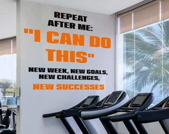 Calcomanía de pared para fitness - Arte motivacional para gimnasio y energía - Decoración para entrenar - 07
