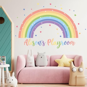 Personalisiertes Regenbogen Wandtattoo für Kinder - Spielzimmer Namen Aufkleber - REGENBOGEN WAND KUNST
