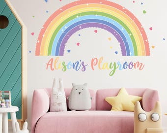 Personalized Rainbow Wall Decal for Kids - Playroom Colorful Name Sticker - RAINBOW WALL ART