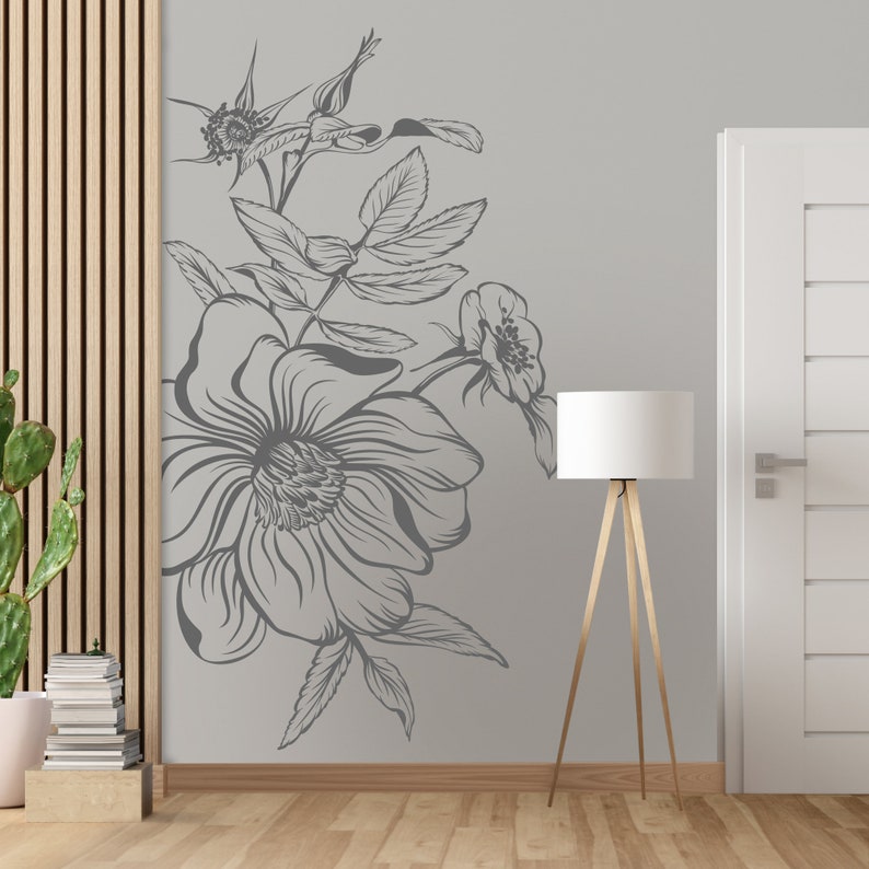 Flower Wall Sticker Floral Wall Decal Nature Plants Etsy