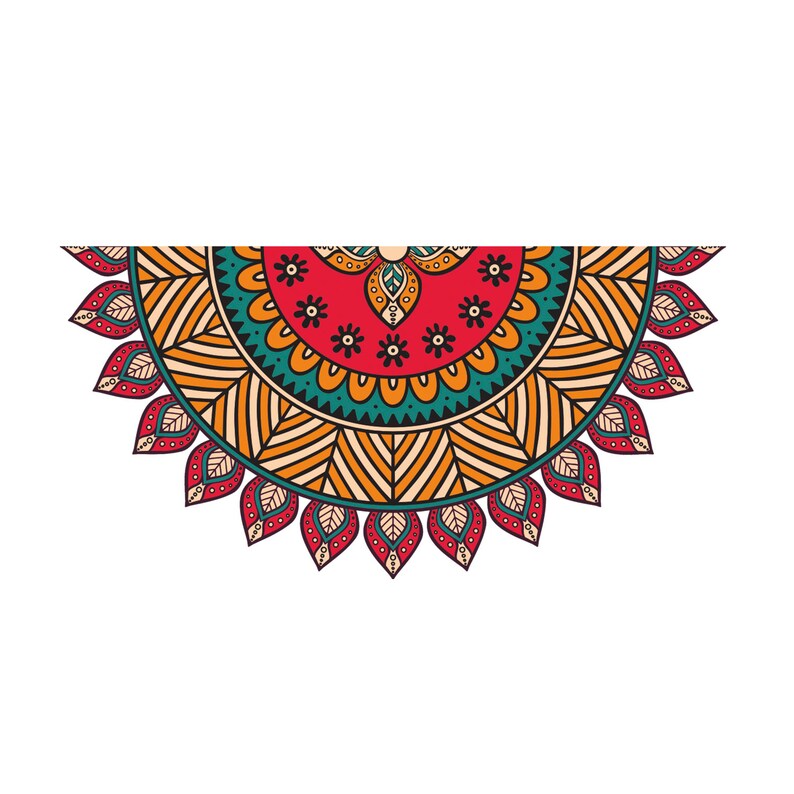 Mandala in Half Floor Sticker Decor for Home Colorful Mandala Floor Decal Removable Vinyl Sticker for Meditation Studio Yoga #1