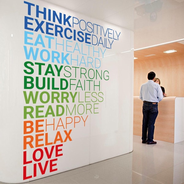 THINK POSITIVELY Wall Decal - Motivational Wall Art for Office - Studio Decor