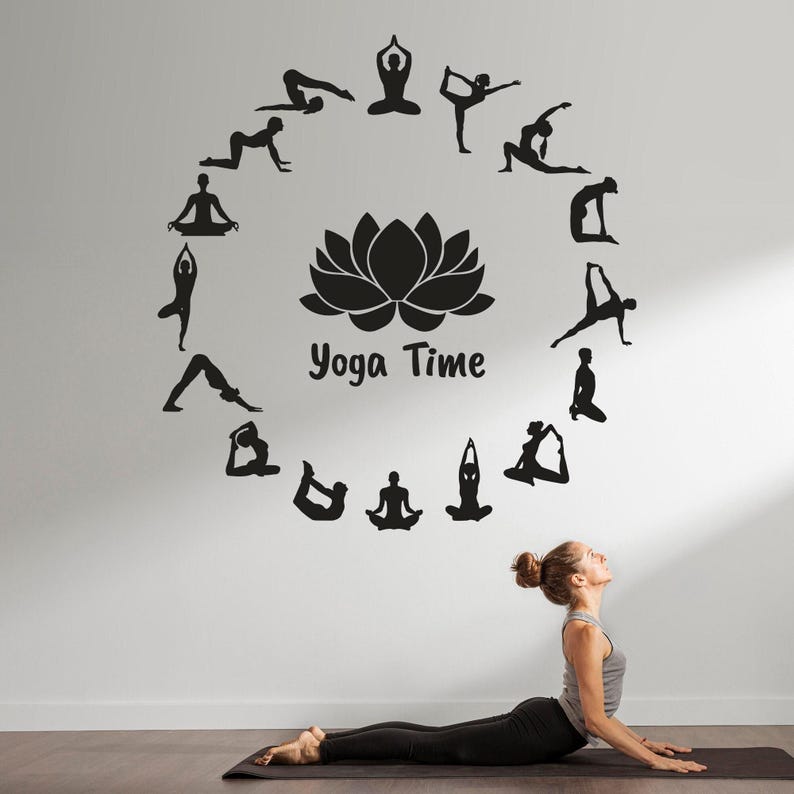 Asana Wall Decal - Boho Wall Tattoo for Meditation - Yoga Sticker Zen ...