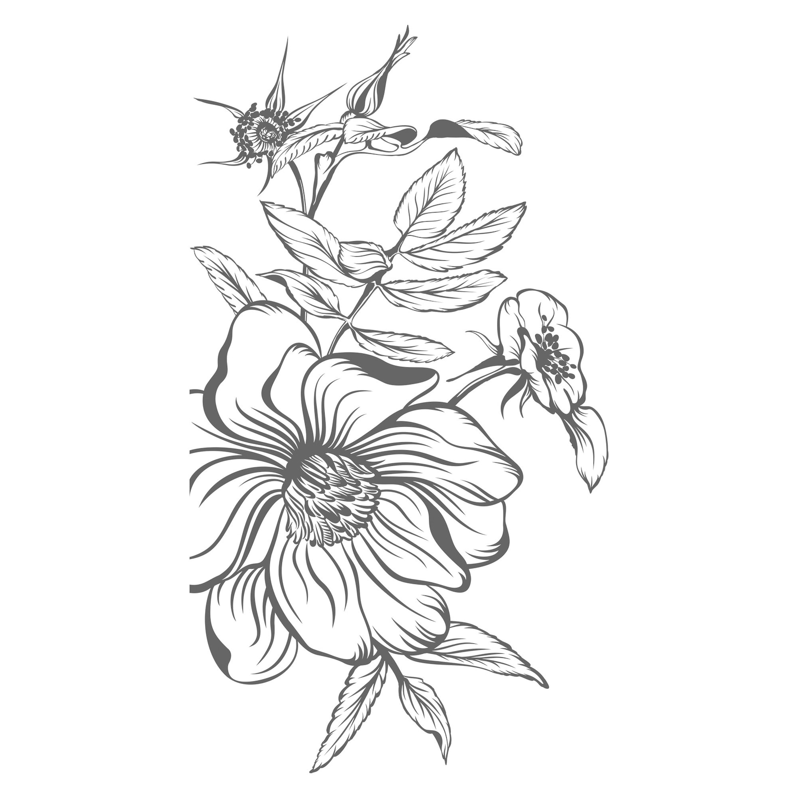 Flower Wall Sticker Floral Wall Decal Nature Plants Etsy