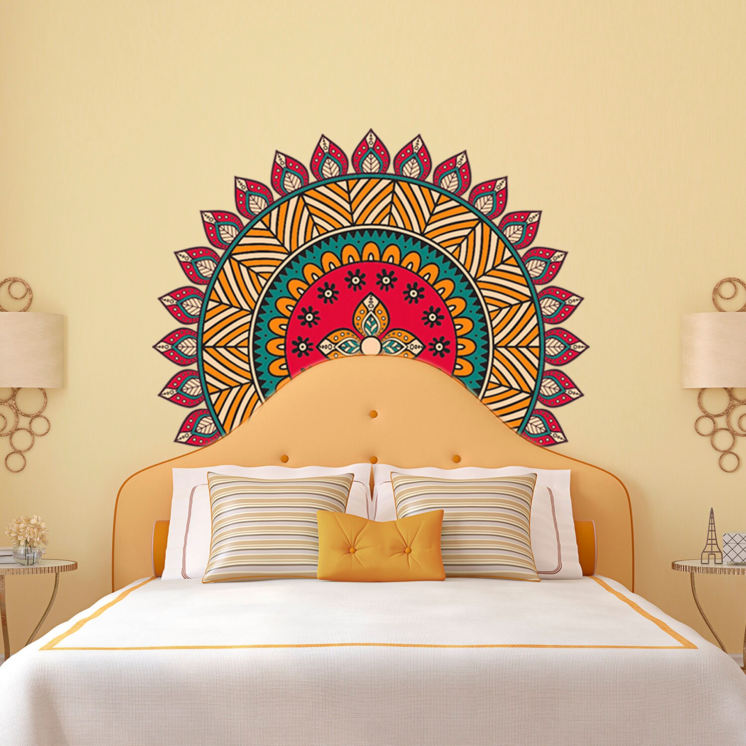 Mandala Wall Sticker Colorful Mandala Wall Decal Buddha Boho Hippie Zen Indian Removable Vinyl Sticker Yoga Wall Art 1 Etsy Canada