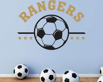 Adhesivo de pared personalizado con nombre de jugador de fútbol - Arte deportivo - Decoración personalizada para habitaciones infantiles