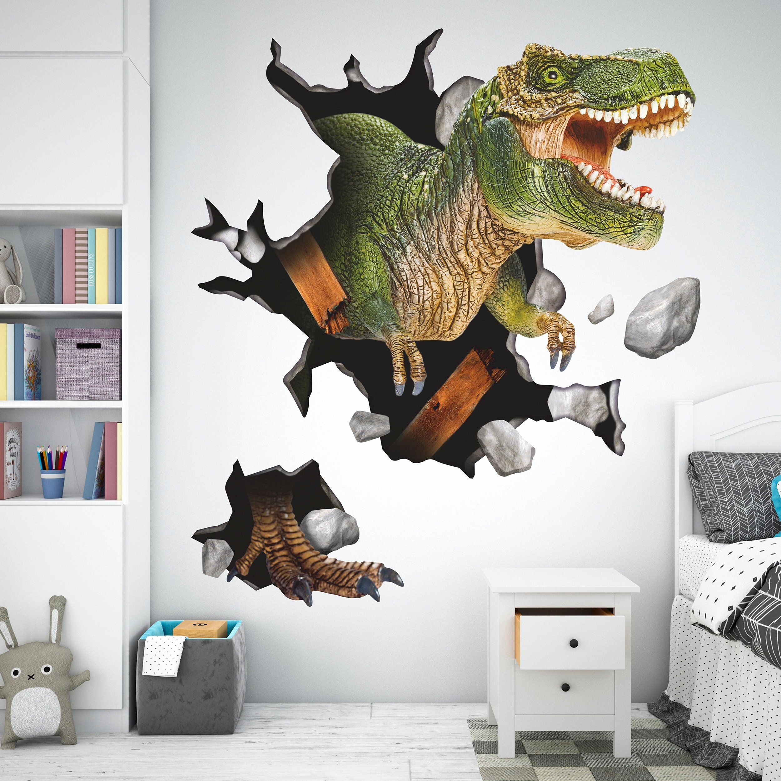 NEW 3D dinosaur T rex Removable Wall Stickers Decal Kids bedroom Home Decor USA 