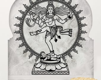 Vinilo decorativo de pared de Shiva danzante - Tatuaje de pared bohemio para meditación - Adhesivo de yoga - Arte zen para pared - Decoración india