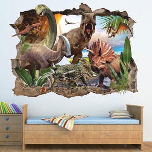 Dinosaur Wall Decal - Tyrannosaurus Triceratops Brachiosaurus  Pterodactyl - Kids Room Decor 005