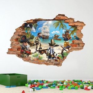 Wandtattoo Pirat - Treasure Island Aufkleber für Kinder - Schöne Wanddekoration