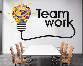 Calcomanía de pared "Trabajo en equipo" - Decoración motivacional para la oficina - Arte mural inspirador