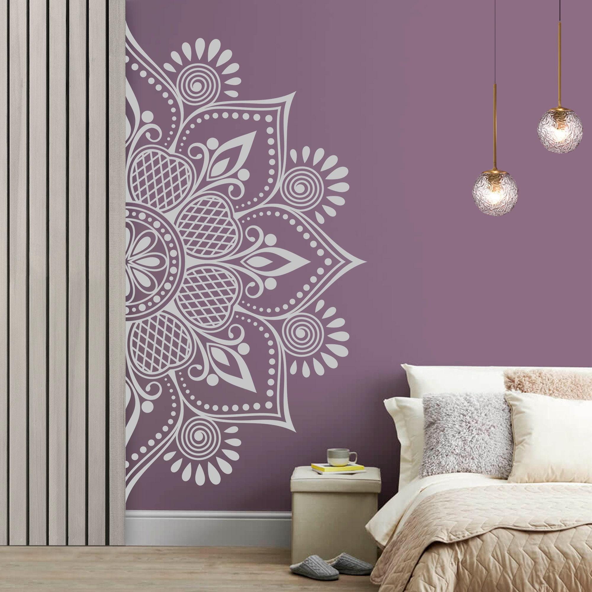 Rangoli Half Wall Sticker - Alpona Wall Decal Art - Decorative Patterns ...
