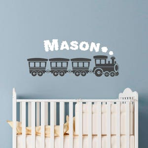 Nursery Personalized Boy's Name Wall Decal, Wall Sticker for Nursery, Kids, Train, Removable Vinyl Sticker, Wall Art