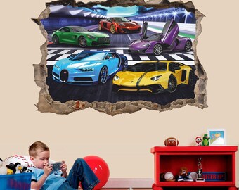 Sports Cars Wall Decal - Exotic Racing Cars Wall Art - Cool Decor for Car Enthusiasts