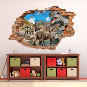 Dinosaur Wall Decal - Tyrannosaurus Triceratops Pterodactyl  Stegosaurus Wall Art Decor