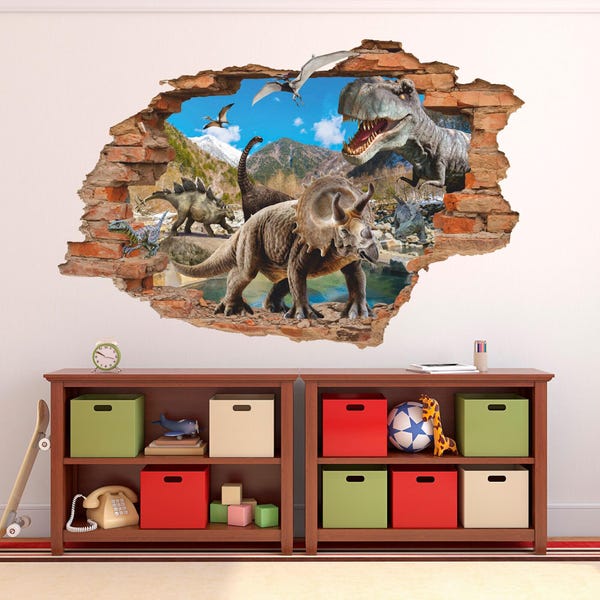 Dinosaur Wall Decal - Tyrannosaurus Triceratops Pterodactyl  Stegosaurus Wall Art Decor